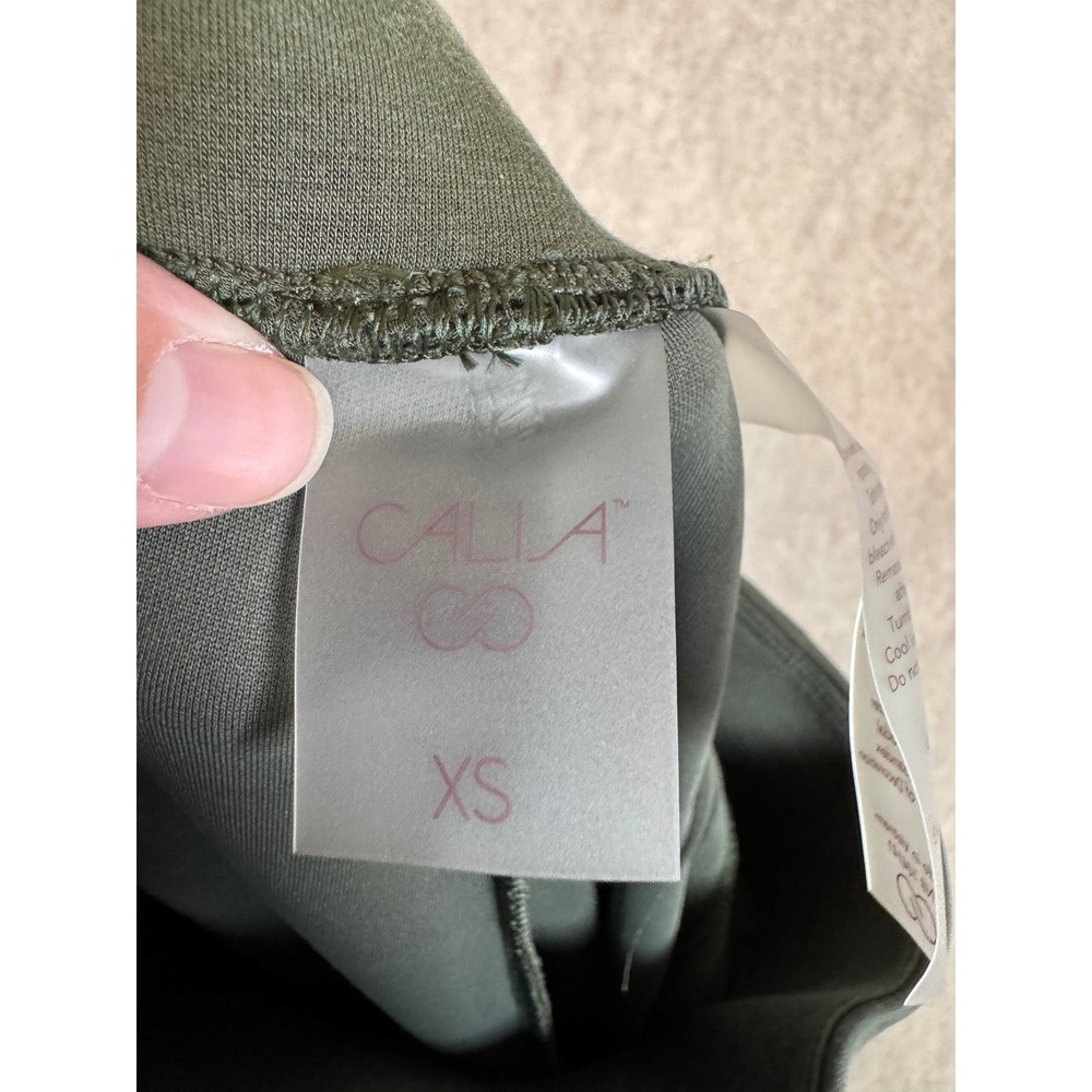 k97. Calia Womens XS Olive Green Wide Leg High Waisted Lounge Pants Side Pockets - Picture 2 of 3